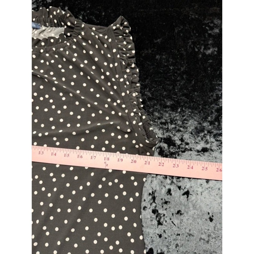 MY HILFIGER Womens 16 Black White Polka Dot Ruffle Sleeveless Shift Dress - Picture 6 of 10